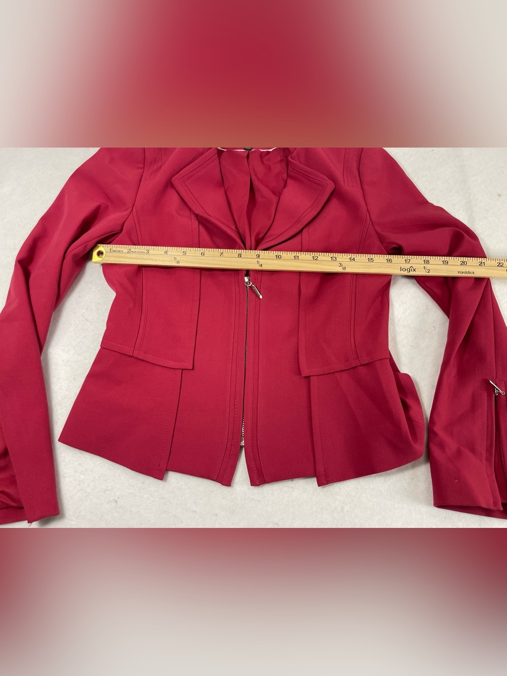 White House Black Market Pink Fuchsia Moto Blazer Jacket Size 2 Zip Cuffs - Picture 5 of 7